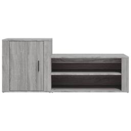 Berkfield Home Shoe Cabinet Grey Sonoma 130x35x54 cm Engineered Wood - Size: 130 x 35 x 54 cm - thumbnail 6