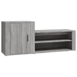 Berkfield Home Shoe Cabinet Grey Sonoma 130x35x54 cm Engineered Wood - Size: 130 x 35 x 54 cm - thumbnail 3