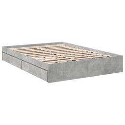 Berkfield Home Bed Frame with Drawers without Mattress Concrete Grey 150x200 cm King Size - thumbnail 3