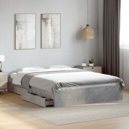 Berkfield Home Bed Frame with Drawers without Mattress Concrete Grey 150x200 cm King Size - thumbnail 1