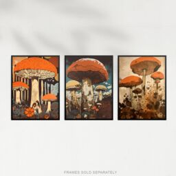 Artery8 Set of 3 Earthy Orange Mushrooms Ceps Wild Edible Fungi Botanical Aesthetic Unframed Wall Art Living Room Poster Prints Pack - Size: A4 - thumbnail 5