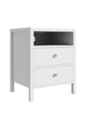 Living and Home 2Pcs Bedside Tables with Charging Station & Drawers in White - thumbnail 6