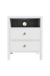 Living and Home 2Pcs Bedside Tables with Charging Station & Drawers in White - thumbnail 7