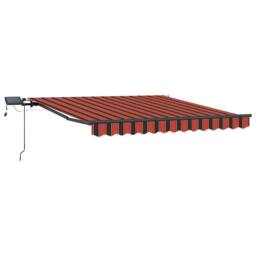Berkfield Home Manual Retractable Awning with LED Orange & Brown 300x250 cm - thumbnail 3