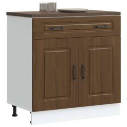 Berkfield Home Kitchen Base Cabinet Kalmar Brown Oak Engineered Wood - thumbnail 1