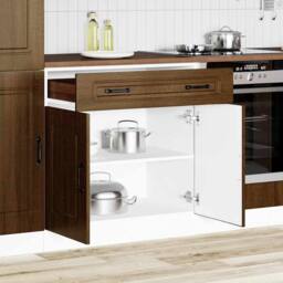 Berkfield Home Kitchen Base Cabinet Kalmar Brown Oak Engineered Wood - thumbnail 3