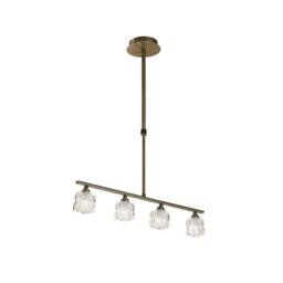 Netlighting Ice Ceiling Pendant 4 Light G9 Bar Antique Brass in Bronze - thumbnail 1