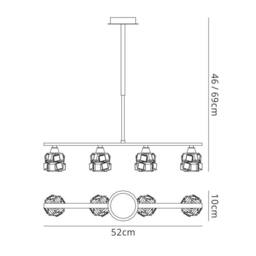 Netlighting Ice Ceiling Pendant 4 Light G9 Bar Antique Brass in Bronze - thumbnail 2