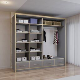 Sliding Wardrobes 4U Modern High Gloss Sliding Wardrobe with LED Light 203cm x 220cm in Grey - Size: 203 cm x 220 cm - thumbnail 3