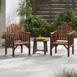 Costway Outdoor Wood Armchair Wooden Patio Dining Chair with Armrests in Brown - thumbnail 5
