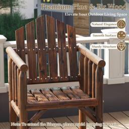 Costway Outdoor Wood Armchair Wooden Patio Dining Chair with Armrests in Brown - thumbnail 7