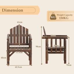 Costway Outdoor Wood Armchair Wooden Patio Dining Chair with Armrests in Brown - thumbnail 8