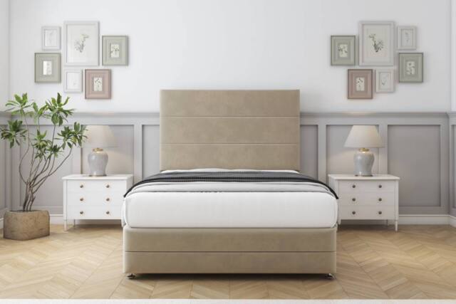 "Comfort Beds Zoya Coniston Divan Set 4 Drawers-26"" Headboard-Footboard in Cream - Size: Super King" - image 1