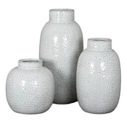 Lemon Pavilion Furniture and Decor Cairn Dimple Small Vase - Ceramic - L18 x W18 x H20 cm - White - thumbnail 4