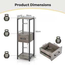 KORVIXA 3 Tier Tall Metal Plant Stand Indoor Plant Table Display Shelf in Grey - thumbnail 2