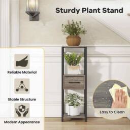 KORVIXA 3 Tier Tall Metal Plant Stand Indoor Plant Table Display Shelf in Grey - thumbnail 4