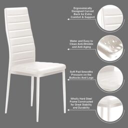 KOSY KOALA Dining Chairs Set of 6 White Leather Kitchen Chairs in Black - thumbnail 5