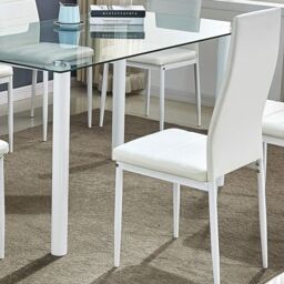 KOSY KOALA Dining Chairs Set of 6 White Leather Kitchen Chairs in Black - thumbnail 3