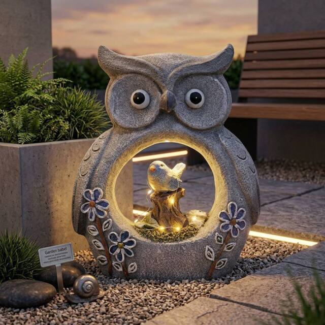 Garden Greatness Lunaria Owl Solar Garden Ornament - Size: 1 Pack - image 1