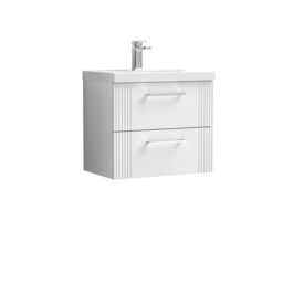 Balterley Wall Hung 2 Drawers Vanity Unit - Thin-Edge Basin 600mm, Satin White - thumbnail 1