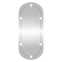 Berkfield Home Wall Mirror with LED Lights 40x90 cm Glass Oval in Silver - thumbnail 5