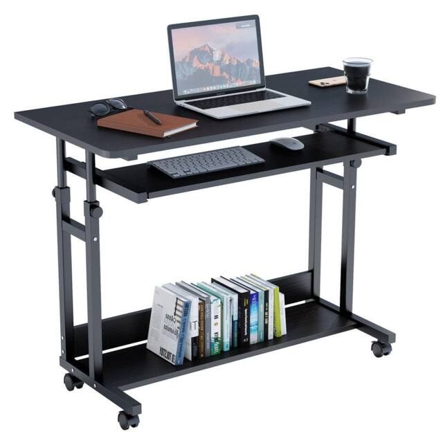 Dprodo Portable Computer Desk with Movable Wheels in Black - image 1