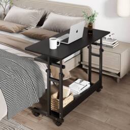 Dprodo Portable Computer Desk with Movable Wheels in Black - thumbnail 2