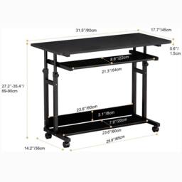 Dprodo Portable Computer Desk with Movable Wheels in Black - thumbnail 3