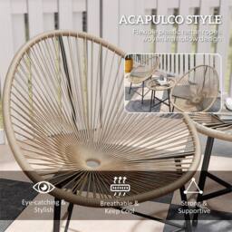 Nordara Garden Bistro Set Rattan Balcony Furniture Natural Wood - Size: 100 cm x 60 cm - thumbnail 5