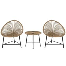 Nordara Garden Bistro Set Rattan Balcony Furniture Natural Wood - Size: 100 cm x 60 cm - thumbnail 1