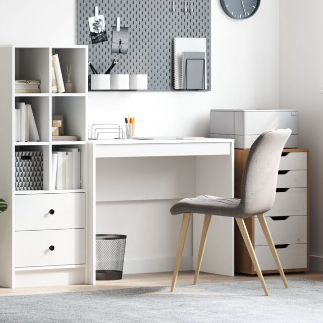 Berkfield Home Writing Desk White Engineered Wood Medium Minimalistic - image 1