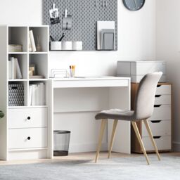 Berkfield Home Writing Desk White Engineered Wood Medium Minimalistic - thumbnail 1