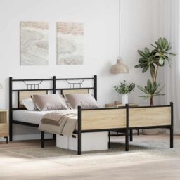 Berkfield Home Bed Frame without Mattress Sonoma Oak 150x200 cm King Size Engineered Wood in Brown - thumbnail 5