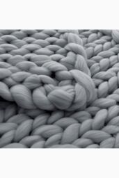 H&O Direct Chunky Knit Throw Blanket Handwoven Home Decor in Grey - Size: 80 cm x 100 cm - thumbnail 5