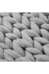 H&O Direct Chunky Knit Throw Blanket Handwoven Home Decor in Grey - Size: 80 cm x 100 cm - thumbnail 4