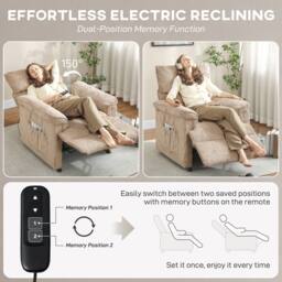 HOMCOM Massage Recliner with Quiet Motor, Power Reclining Chair in Beige - Size: Armchair - thumbnail 5