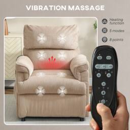 HOMCOM Massage Recliner with Quiet Motor, Power Reclining Chair in Beige - Size: Armchair - thumbnail 4