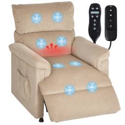HOMCOM Massage Recliner with Quiet Motor, Power Reclining Chair in Beige - Size: Armchair - thumbnail 2