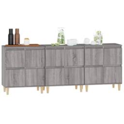 Berkfield Home Sideboards 3 pcs Grey Sonoma 60x35x70 cm Engineered Wood - Size: 60 x 35 x 70 cm - thumbnail 4