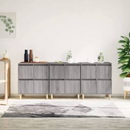 Berkfield Home Sideboards 3 pcs Grey Sonoma 60x35x70 cm Engineered Wood - Size: 60 x 35 x 70 cm - thumbnail 1