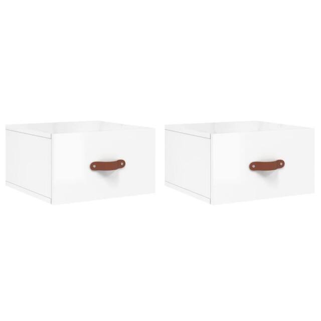 Berkfield Home Wall-mounted Bedside Cabinets 2 pcs High Gloss White 35x35x20 cm - Size: 35 x 35 x 20 cm - image 1