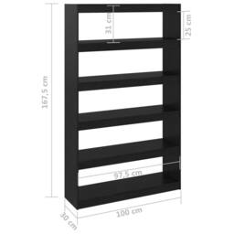 Berkfield Home Book Cabinet/Room Divider Black 100x30x167.5 cm Solid Pinewood - thumbnail 8