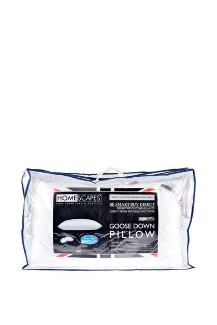 Homescapes Luxury Goose Down Pillow Soft, Breathable & Hypoallergenic in White - image 1