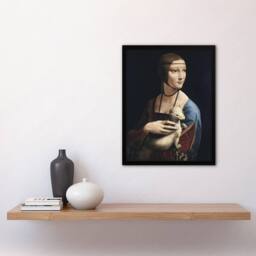 Artery8 Lady with an Ermine La Belle Ferronniere Da Vinci Framed Wall Art Print in Black - Size: A4 - thumbnail 4