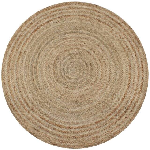 Berkfield Home Area Rug Braided Jute 90 cm Round in Beige - Size: 100 cm diameter - image 1