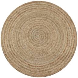 Berkfield Home Area Rug Braided Jute 90 cm Round in Beige - Size: 100 cm diameter - thumbnail 1
