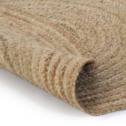 Berkfield Home Area Rug Braided Jute 90 cm Round in Beige - Size: 100 cm diameter - thumbnail 2
