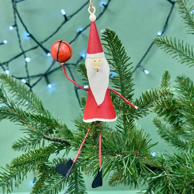 The Alphabet Gift Shop Santa Basketball Christmas Bauble in Red