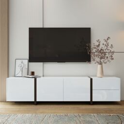 Matteo High-Gloss Black & White TV Unit with LED Lights & Ample Storage - thumbnail 1