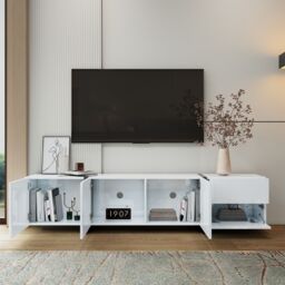 Matteo High-Gloss Black & White TV Unit with LED Lights & Ample Storage - thumbnail 3